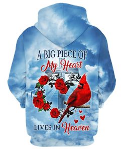 Cardinal A Big Piece Of My Heart Lives In Heaven 3D Hoodies Men & Women, God 3D Printed Hoodie, Christian Apparel Hoodies