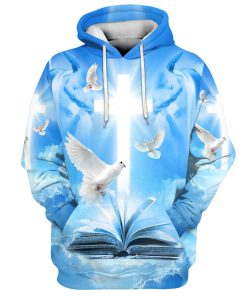 Christian Cross,  Bible And Dove 3D Hoodies Men & Women, God 3D Printed Hoodie, Christian Apparel Hoodies