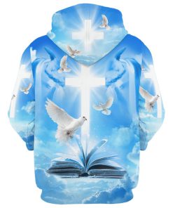 Christian Cross,  Bible And Dove 3D Hoodies Men & Women, God 3D Printed Hoodie, Christian Apparel Hoodies