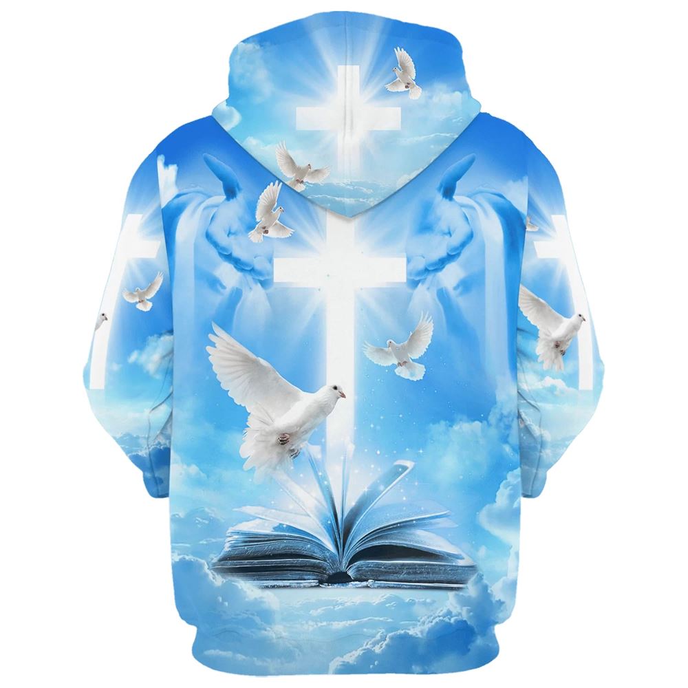 Christian Cross,  Bible And Dove 3D Hoodies Men & Women, God 3D Printed Hoodie, Christian Apparel Hoodies