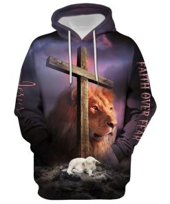 Christian Jesus Lion And The Lamb Hoodie For Men & Women, God 3D Printed Hoodie, Christian Apparel Hoodies