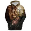 Christian Jesus Walks Cross 3D Hoodies For Women Men, God 3D Printed Hoodie, Christian Apparel Hoodies