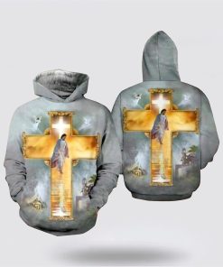 Christian Jesus Walks Cross 3D Hoodies For Women Men, God 3D Printed Hoodie, Christian Apparel Hoodies