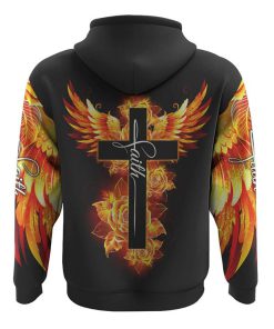 Cross Rose Wings Arm All Over Print 3D Hoodie, Christian Hoodie, Christian Sweatshirt, Bible Verse Shirt