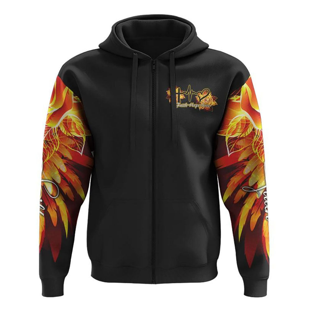 Cross Rose Wings Arm All Over Print 3D Hoodie, Christian Hoodie, Christian Sweatshirt, Bible Verse Shirt