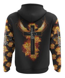 Cross Wings Rose All Over Print 3D Hoodie, Christian Hoodie, Christian Sweatshirt, Bible Verse Shirt
