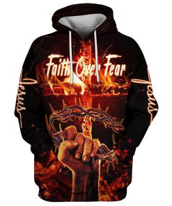 Crown Of Thorns Jesus Christ, Faith Over Fear Hoodie For Men & Women, God 3D Printed Hoodie, Christian Apparel Hoodies