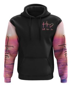 Custom Believer Sunset Beach All Over Print 3D Hoodie, Christian Hoodie, Christian Sweatshirt, Bible Verse Shirt
