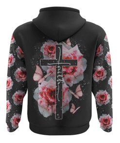 Drop Water Rose Cross Faith All Over Print 3D Hoodie, Christian Hoodie, Christian Sweatshirt, Bible Verse Shirt