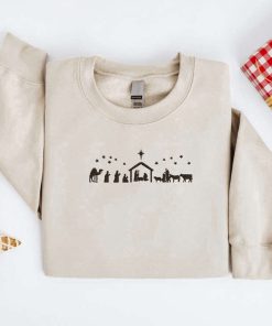 Eembroidered Custom Sweatshirts, Embroidered Christmas Nativity Sweatshirt, True Story Nativity Sweater For Christmas, Christmas Gift