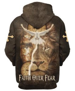 Failth Over Fear Lion Jesus 3D Hoodie For Men & Women, God 3D Printed Hoodie, Christian Apparel Hoodies