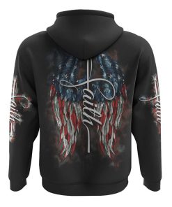 Faith American Watercolor Wings Flag All Over Print 3D Hoodie, Christian Hoodie, Christian Sweatshirt, Bible Verse Shirt