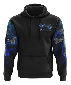 Faith Cross Blue Butterfly Smoke All Over Print 3D Hoodie, Christian Hoodie, Christian Sweatshirt, Bible Verse Shirt