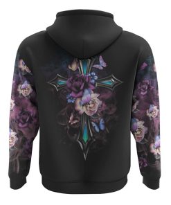 Faith Cross Floral Butterfly All Over Print 3D Hoodie, Christian Hoodie, Christian Sweatshirt, Bible Verse Shirt