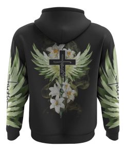 Faith Cross Lily All Over Print 3D Hoodie, Christian Hoodie, Christian Sweatshirt, Bible Verse Shirt