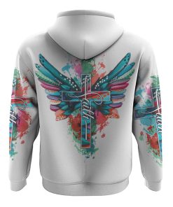Faith Cross Painting Colorful New Wings All Over Print 3D Hoodie, Christian Hoodie, Christian Sweatshirt, Bible Verse Shirt