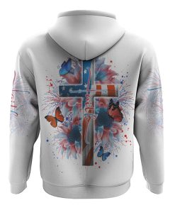 Faith Cross Sunflower Flag Color All Over Print 3D Hoodie, Christian Hoodie, Christian Sweatshirt, Bible Verse Shirt