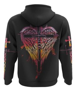 Faith Cross Wings Beach Watercolor All Over Print 3D Hoodie, Christian Hoodie, Christian Sweatshirt, Bible Verse Shirt