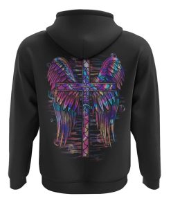 Faith Cross Wings Mermaid Hologram Texture All Over Print 3D Hoodie, Christian Hoodie, Christian Sweatshirt, Bible Verse Shirt
