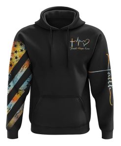 Faith Cross Wings Watercolor Vintage All Over Print 3D Hoodie, Christian Hoodie, Christian Sweatshirt, Bible Verse Shirt