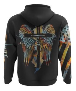 Faith Cross Wings Watercolor Vintage All Over Print 3D Hoodie, Christian Hoodie, Christian Sweatshirt, Bible Verse Shirt