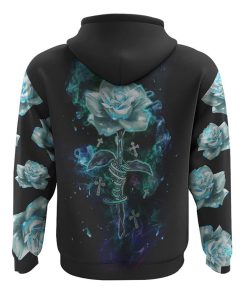 Faith Fire Rose Cross Light Smoke All Over Print 3D Hoodie, Christian Hoodie, Christian Sweatshirt, Bible Verse Shirt