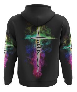 Faith Fire Smoke Cross All Over Print 3D Hoodie, Christian Hoodie, Christian Sweatshirt, Bible Verse Shirt