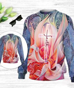 Faith Flower And Cross Ugly Christmas Sweater - Christian Unisex Sweater - Religious Christmas Gift