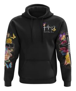 Faith Flowers Cross Butterfly Smoke All Over Print 3D Hoodie, Christian Hoodie, Christian Sweatshirt, Bible Verse Shirt