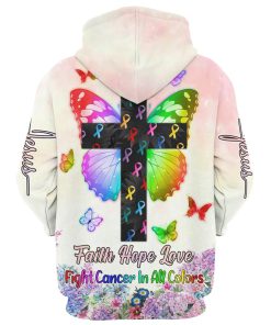 Faith Hope Love Fight Cancer In All Colors Hoodie For Men & Women, God 3D Printed Hoodie, Christian Apparel Hoodies