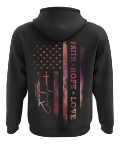 Faith Hope Love Galaxy Flag Heartbeat All Over Print 3D Hoodie, Christian Hoodie, Christian Sweatshirt, Bible Verse Shirt