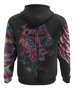 Faith Hope Love Half Wings Heart Colorful Smoke All Over Print 3D Hoodie, Christian Hoodie, Christian Sweatshirt, Bible Verse Shirt