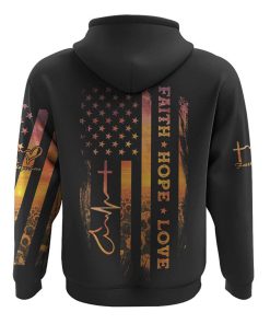 Faith Hope Love Heartbeat Sunflower Flag All Over Print 3D Hoodie, Christian Hoodie, Christian Sweatshirt, Bible Verse Shirt