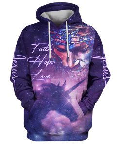 Faith Hope Love Jesus Purple Horse 3D Hoodies Jesus Hoodie Men & Women, God 3D Printed Hoodie, Christian Apparel Hoodies