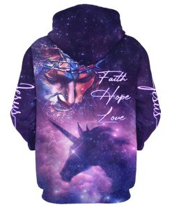 Faith Hope Love Jesus Purple Horse 3D Hoodies Jesus Hoodie Men & Women, God 3D Printed Hoodie, Christian Apparel Hoodies