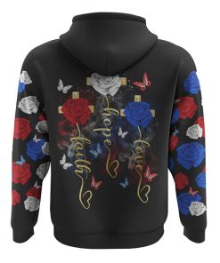 Faith Hope Love Red White Blue Rose All Over Print 3D Hoodie, Christian Hoodie, Christian Sweatshirt, Bible Verse Shirt