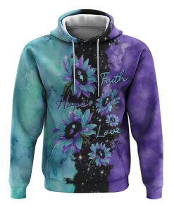 Faith Hope Love Sunflower Galaxy All Over Print 3D Hoodie, Christian Hoodie, Christian Sweatshirt, Bible Verse Shirt