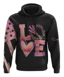 Faith Hope Love Sunset Beach Flag All Over Print 3D Hoodie, Christian Hoodie, Christian Sweatshirt, Bible Verse Shirt