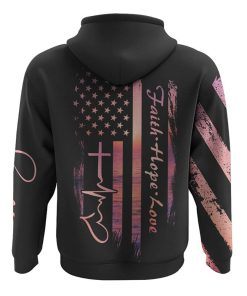 Faith Hope Love Sunset Beach Flag All Over Print 3D Hoodie, Christian Hoodie, Christian Sweatshirt, Bible Verse Shirt