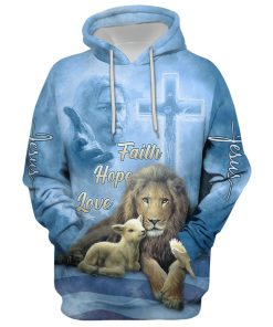 Faith Hope Love, The Hand Of God, Lion, Sheep And Bird Hoodie For Men & Women, God 3D Printed Hoodie, Christian Apparel Hoodies