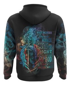Faith Jesus Lion Warrior Colorful Smoke All Over Print 3D Hoodie, Christian Hoodie, Christian Sweatshirt, Bible Verse Shirt