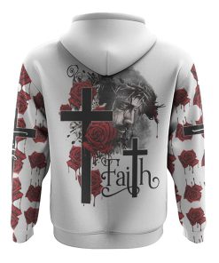 Faith Jesus Rose Watercolor All Over Print 3D Hoodie, Christian Hoodie, Christian Sweatshirt, Bible Verse Shirt