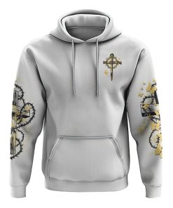 Faith Over Fear Cross All Over Print 3D Hoodie, Christian Hoodie, Christian Sweatshirt, Bible Verse Shirt