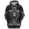 Faith Over Fear Lion Christian Cross Hoodies Men & Women, God 3D Printed Hoodie, Christian Apparel Hoodies