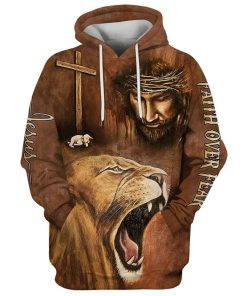 Faith Over Fear Hoodie For Men & Women, God 3D Printed Hoodie, Christian Apparel Hoodies