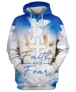 Faith Over Fear Hoodie Hand Jesus Cross And Dove 3D Hoodies Jesus Hoodie Men & Women, God 3D Printed Hoodie, Christian Apparel Hoodies