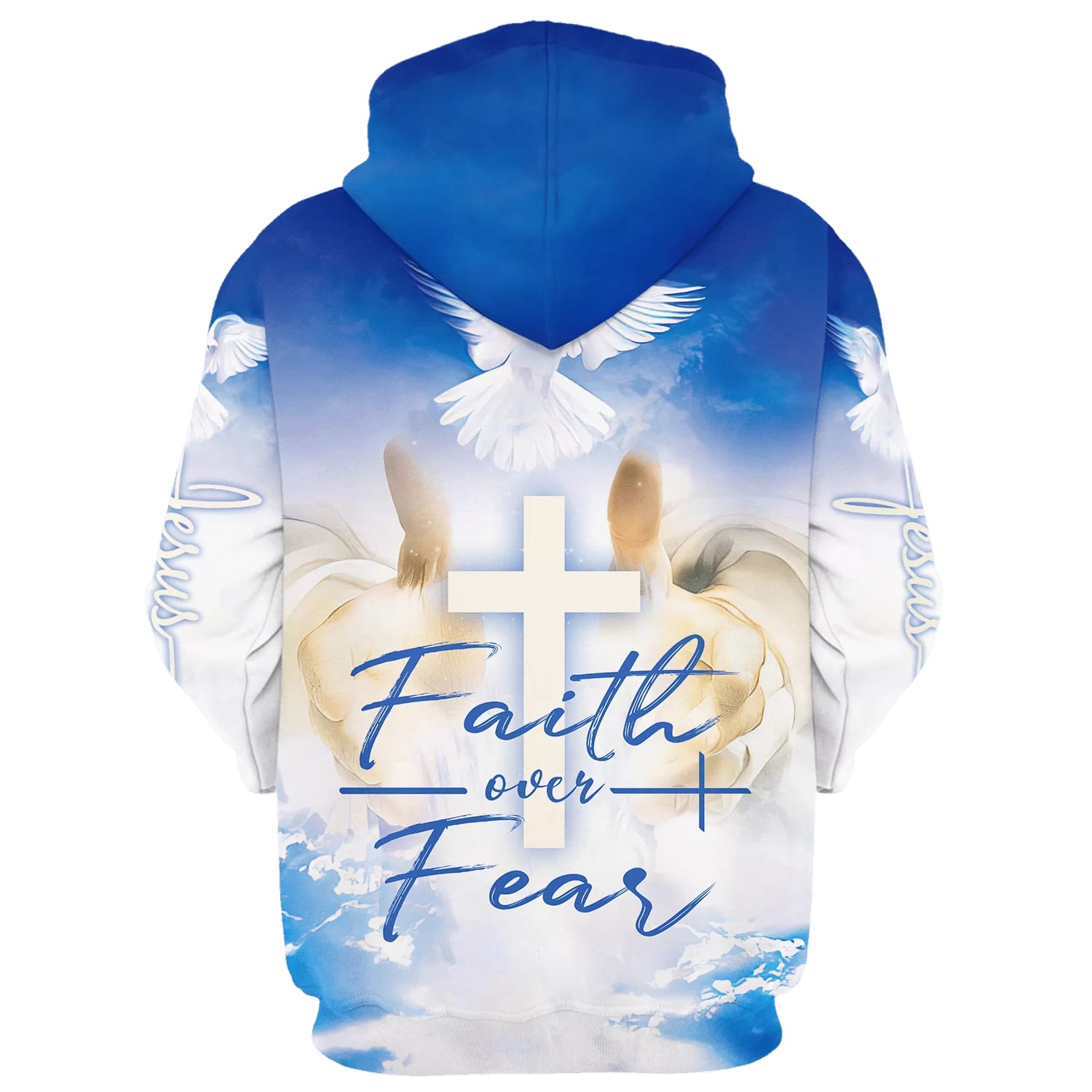 Faith Over Fear Hoodie Hand Jesus Cross And Dove 3D Hoodies Jesus Hoodie Men & Women, God 3D Printed Hoodie, Christian Apparel Hoodies