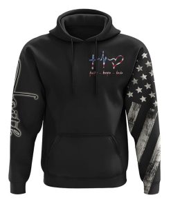 Faith Over Fear Jesus Crack Flag All Over Print 3D Hoodie, Christian Hoodie, Christian Sweatshirt, Bible Verse Shirt