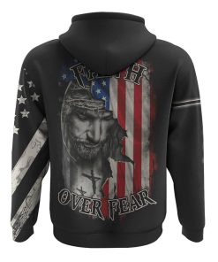 Faith Over Fear Jesus Crack Flag All Over Print 3D Hoodie, Christian Hoodie, Christian Sweatshirt, Bible Verse Shirt