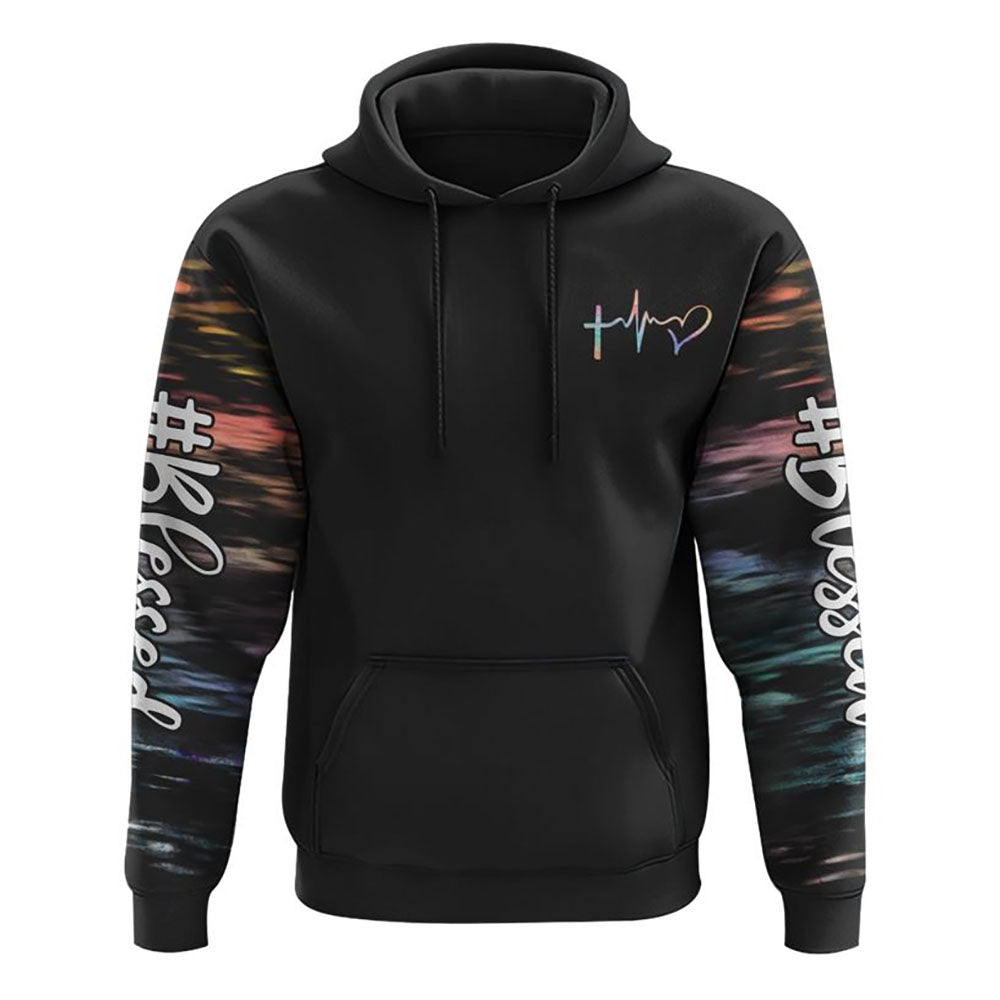 Faith Over Fear Jesus Cross Colorful Water All Over Print 3D Hoodie, Christian Hoodie, Christian Sweatshirt, Bible Verse Shirt